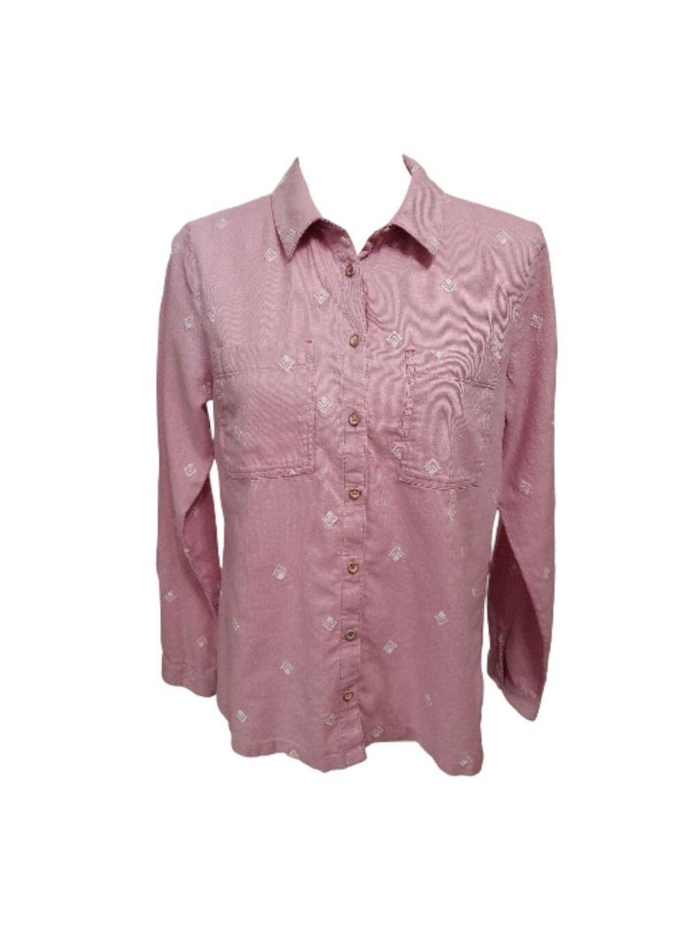 Women's WHITE STUFF Pink & White Button Down Shirt Size 6